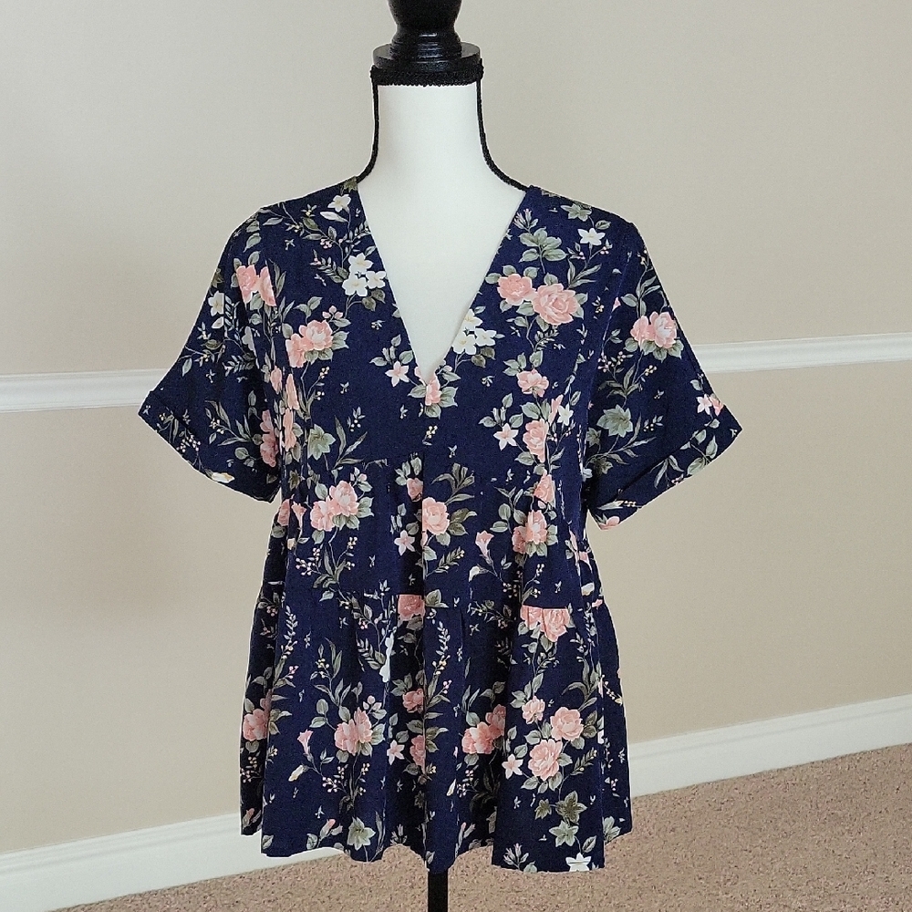 Floral Navy Women's Top